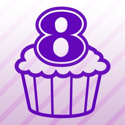 Number 8 Cupcake Iron on Transfer