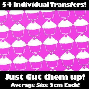 Multi Pack of 54 Iron on Cupcake Transfers
