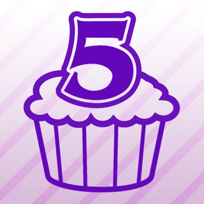 Number 5 Cupcake Iron on Transfer