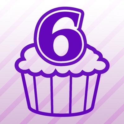 Number 6 Cupcake Iron on Transfer