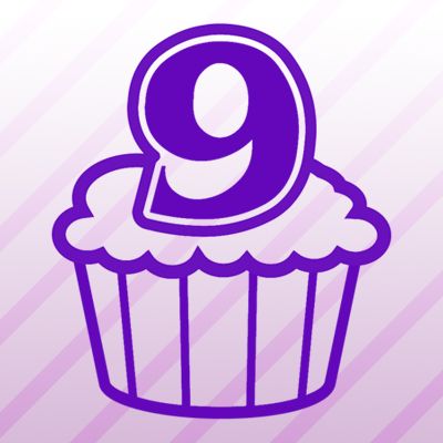 Number 9 Cupcake Iron on Transfer