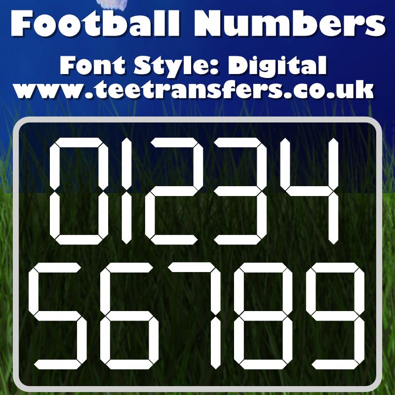 Single Football NumbersDigital Font Iron on Transfer