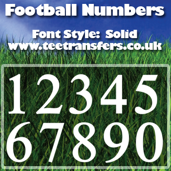 Single Numbers Solid Font Iron on Transfer