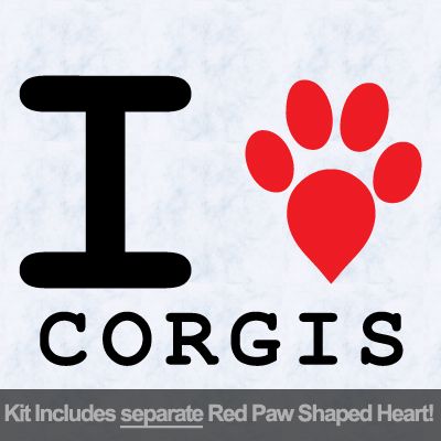 Picture of I Love Corgis with Red Paw Heart Iron on Transfer